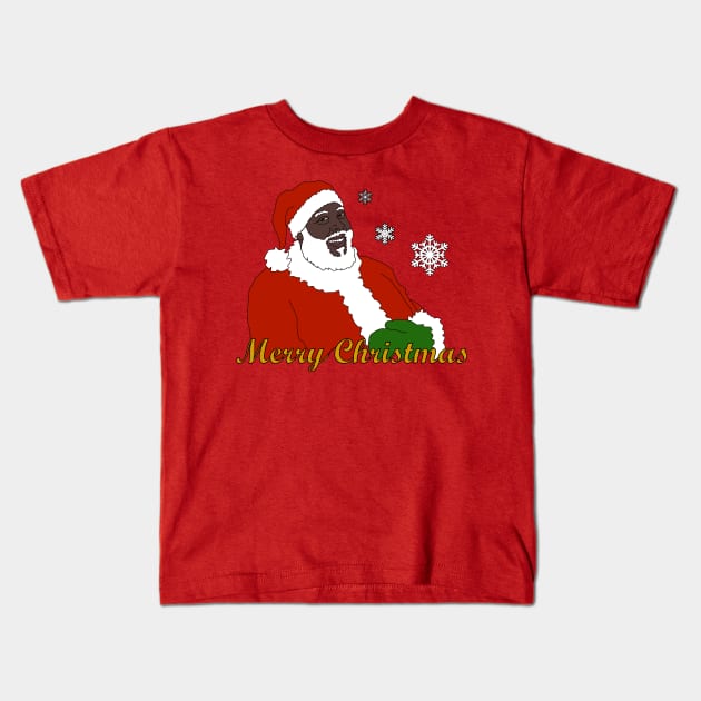 Black Santa - Merry Christmas Kids T-Shirt by LeiaPowellGlass